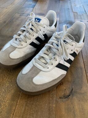 adidas White, Black & Gray Samba Retro Sneakers